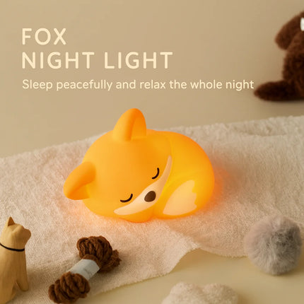 Little Fox Night Light USB Rechargeable Cartoon LED Bedside Lamp Creative Bedroom Atmosphere Light