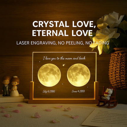 Acrylic Crystal Moon Night Light USB Rechargeable  Double-Sided Luminous Square Bedside Lamp