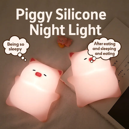 Popular Lying Flat Pig Pat Lamp – Silicone Night Light with Timer, Bedside Charging Lamp, Bedroom Atmosphere Light