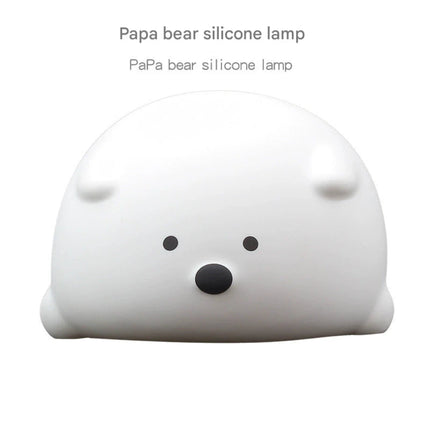 Papa Bear Silicone Night Light LED Pat Lamp Children's Cartoon Bedside Light Remote Control Rechargeable Colorful Creative Lamp