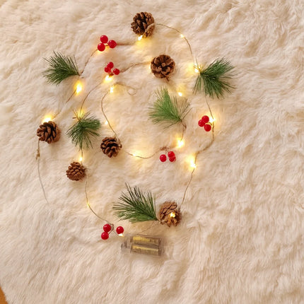 LED Christmas Bell & Pine Cone String Lights – Battery Decorative Indoor Garland
