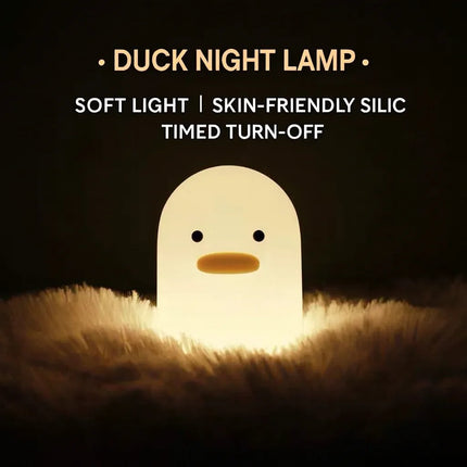 Cute Duck Silicone Night Light USB Rechargeable Children's Sleeping Lamp Creative Bedside Atmosphere Light Novelty Gift