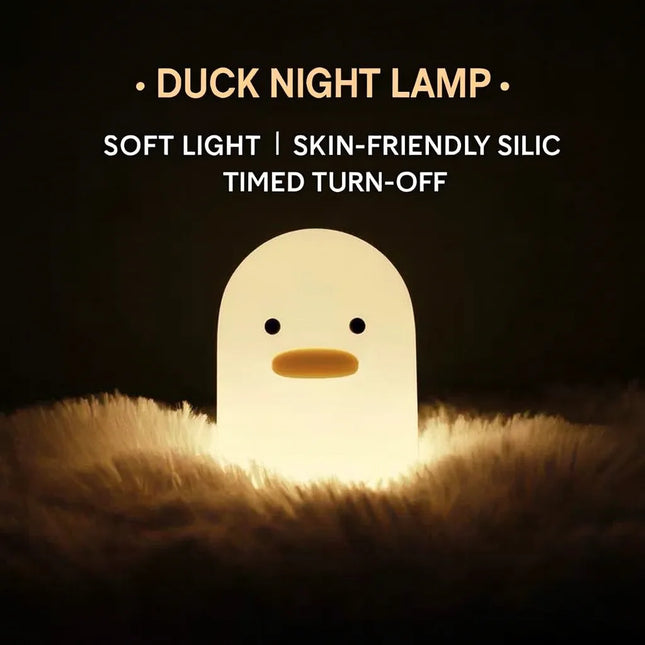 Cute Duck Silicone Night Light USB Rechargeable Children's Sleeping Lamp Creative Bedside Atmosphere Light Novelty Gift
