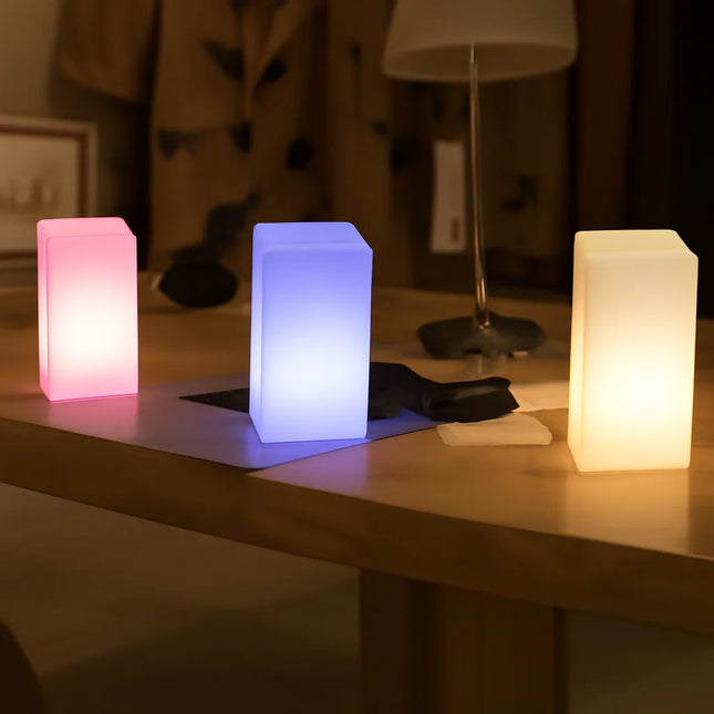 LED Charging Table Lamp – Square Column Night Light, Creative Atmosphere Lamp for Restaurant, Cafe, Bar, or Home