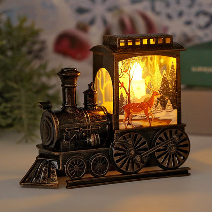 Animated Christmas train snow globe

