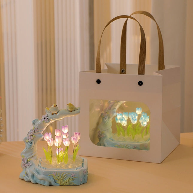 Bird and tulip shaped lamp

