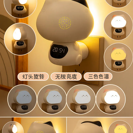 Voice-Controlled Intelligent Night Light – Baby Feeding Bedside Lamp with Soft Eye Protection Light, Remote Control & Clock