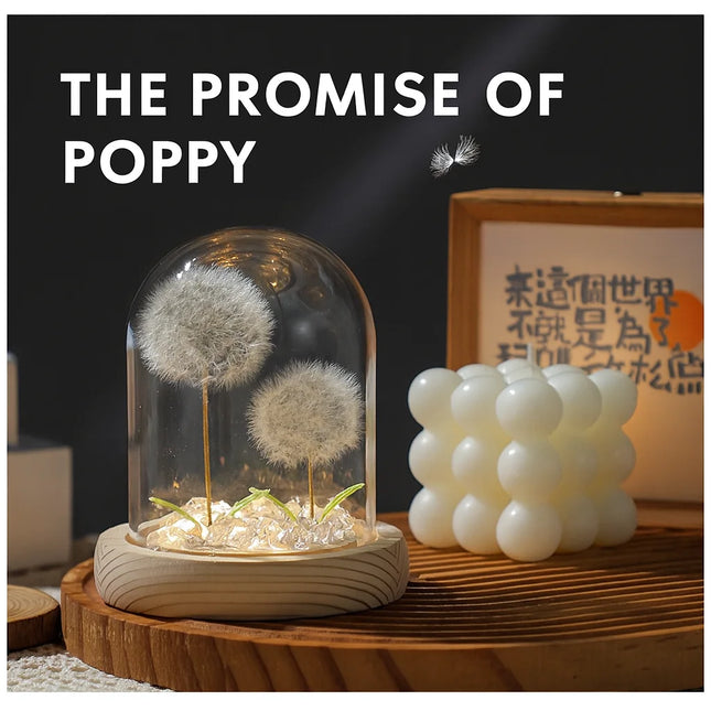 Real Dandelion Glass Dome Ornament – Handmade Desktop Decoration & Romantic Holiday Gift for Girls