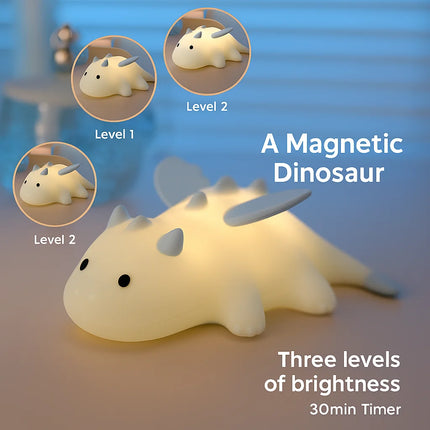 Magnetic Dinosaur Night Light – Creative Silicone Dragon Lamp, Animal-Themed Bedside & Decorative Atmosphere Light