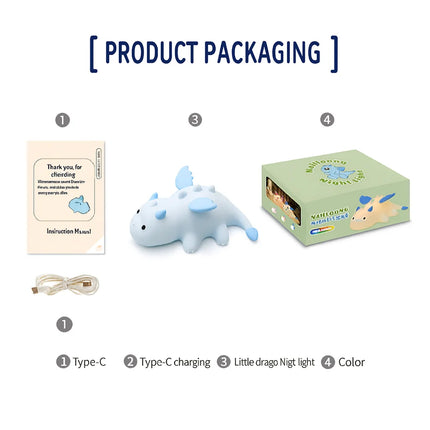 Magnetic Dinosaur Night Light – Creative Silicone Dragon Lamp, Animal-Themed Bedside & Decorative Atmosphere Light