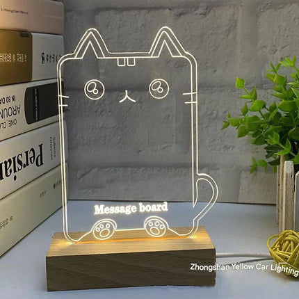 Wooden Base Handwritten Night Light – Luminous Beech Desktop Message Board Lamp for Creative Notes, Graffiti & Gift Writing Desk Lamp