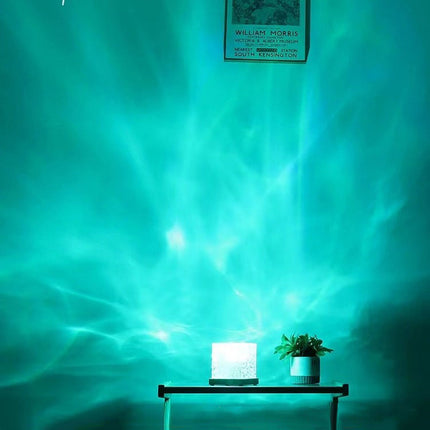 Rotating Water Ripple Lamp LED Atmosphere Light with Dynamic Flame Effect for Bedroom Bedside and Desktop Decoration