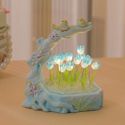 Decorative tulip and bird lamp

