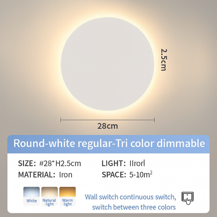 Emergency backup round wall light

