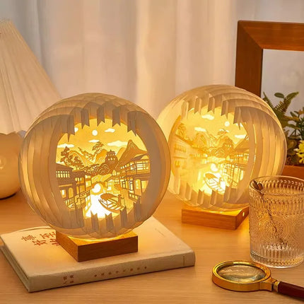 Handcrafted Paper Scene Lamp

