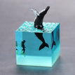 Cube whale figurine (humpback whale - leaping into water) E