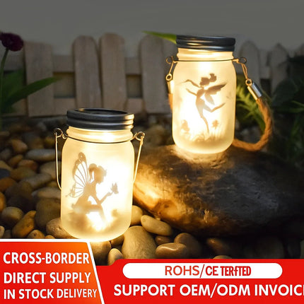 Solar Mason Jar Garden Lights Outdoor Waterproof Hanging Fairy Bottle Lamps for Balcony Tree and Yard Decoration