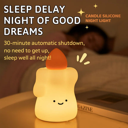 Hot-Selling Christmas Candle Lamp – Silicone Pat Bedside Night Light, Rechargeable Atmosphere Lamp, Creative Gift