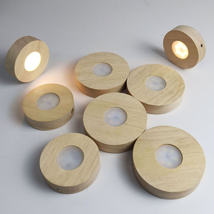 LED illuminated wood base

