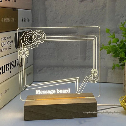 Wooden Base Handwritten Night Light – Luminous Beech Desktop Message Board Lamp for Creative Notes, Graffiti & Gift Writing Desk Lamp