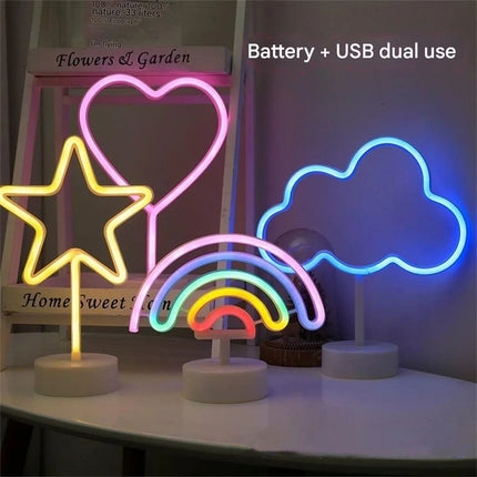 Cross-Border Desktop Neon Light – Decorative Modeling Lamp for Girl’s Room, Festive Atmosphere Night Light Ornament