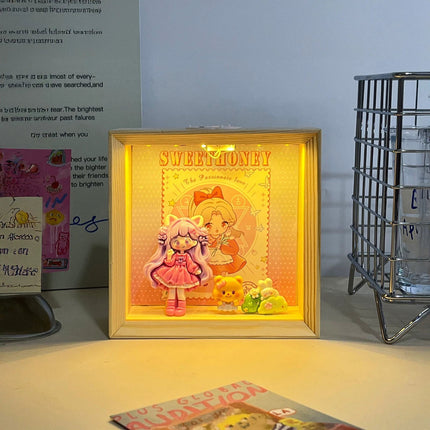 Cartoon Food Play Night Light Wooden Ornament Children's Bedroom Sleeping Lamp Home Decoration