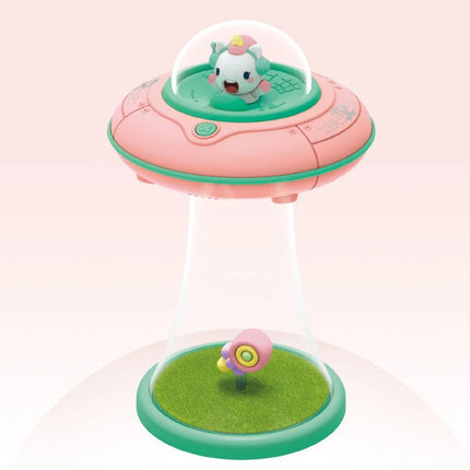 Cute Pet Space UFO Night Light USB Rechargeable Stepless Dimming LED Cartoon Bedside Lamp for Children's Bedroom