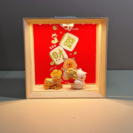 Cartoon Food Play Night Light Wooden Ornament Children's Bedroom Sleeping Lamp Home Decoration