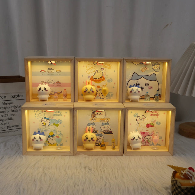 Cartoon Food Play Night Light Wooden Ornament Children's Bedroom Sleeping Lamp Home Decoration
