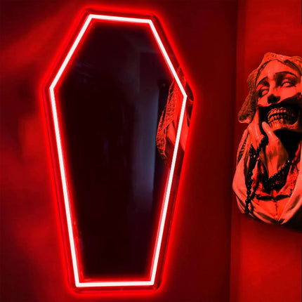 Cartoon Neon Characters Makeup Mirror – Acrylic Light For Bedroom, Bathroom, Or Vanity