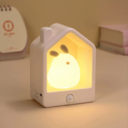 Rabbit Cartoon Night Light Baby Eye Protection LED Human Body Induction Bedside Lamp Dormitory Festival Atmosphere Light
