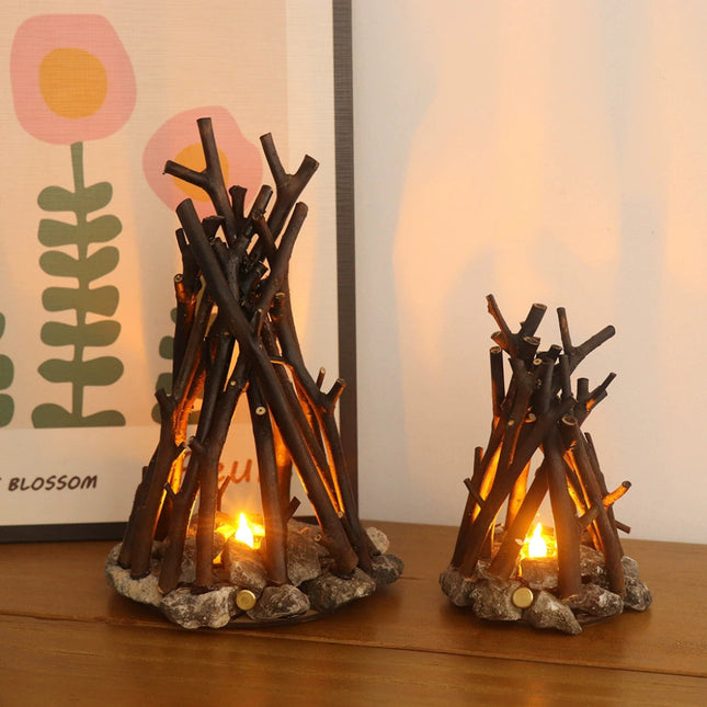 Creative Retro Tree Branch LED Night Light Handmade Bonfire Style 3D Desktop Ornament Home Decoration