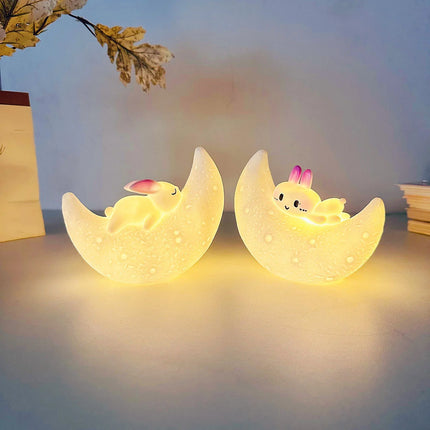 Creative Moon Night Light for Kids – Luminous Cartoon Rabbit Desk Lamp, Birthday Gift & Decorative Ornament