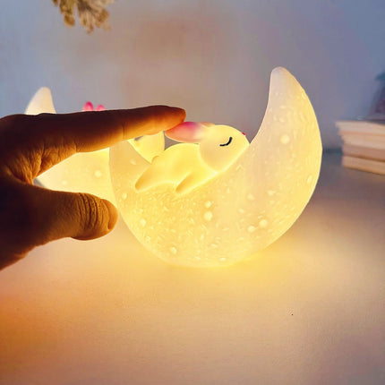 Creative Moon Night Light for Kids – Luminous Cartoon Rabbit Desk Lamp, Birthday Gift & Decorative Ornament
