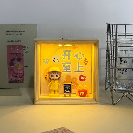 Cartoon Food Play Night Light Wooden Ornament Children's Bedroom Sleeping Lamp Home Decoration