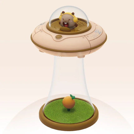 Cute Pet Space UFO Night Light USB Rechargeable Stepless Dimming LED Cartoon Bedside Lamp for Children's Bedroom