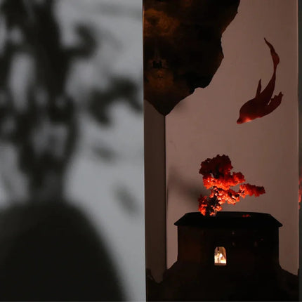 Chinese Style Big Fish Begonia Resin Night Light 3D Relief Craft Ornament Creative Bedroom Atmosphere Decoration