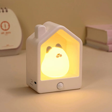 Rabbit Cartoon Night Light Baby Eye Protection LED Human Body Induction Bedside Lamp Dormitory Festival Atmosphere Light
