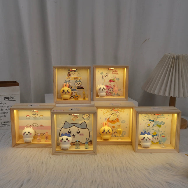 Cartoon Food Play Night Light Wooden Ornament Children's Bedroom Sleeping Lamp Home Decoration