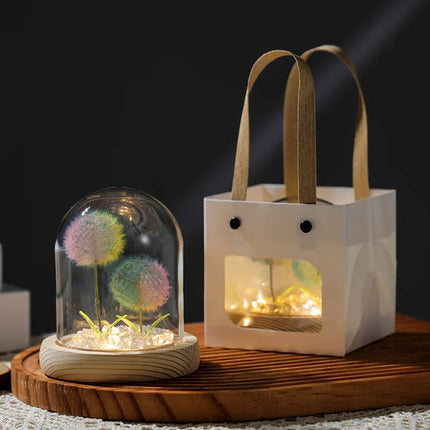 Real Dandelion Glass Dome Ornament – Handmade Desktop Decoration & Romantic Holiday Gift for Girls