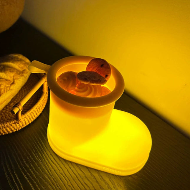 Cute Rain Boots Night Light – Silicone Pat Lamp for Home, USB Charging & Sleep Timer