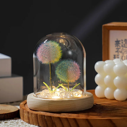 Real Dandelion Glass Dome Ornament – Handmade Desktop Decoration & Romantic Holiday Gift for Girls