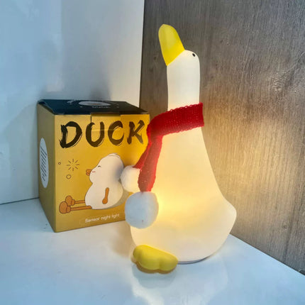 Looking Up Duck Silicone Night Light Pat Lamp Eye Protection LED Bedside Lamp for Children's Bedroom Timing Atmosphere Light Gift