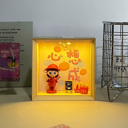 Cartoon Food Play Night Light Wooden Ornament Children's Bedroom Sleeping Lamp Home Decoration