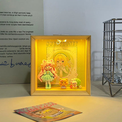 Cartoon Food Play Night Light Wooden Ornament Children's Bedroom Sleeping Lamp Home Decoration