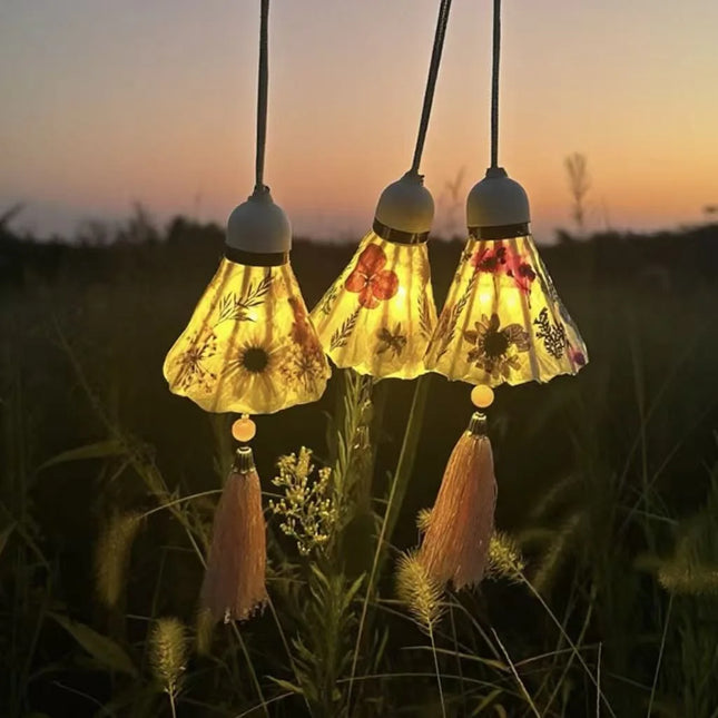 DIY Handmade Mid-Autumn Festival Night Light Kit Dried Flowers Badminton Pendant Ancient Style Craft Material for Gift Creation