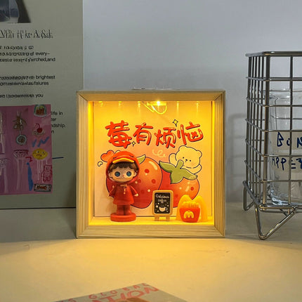 Cartoon Food Play Night Light Wooden Ornament Children's Bedroom Sleeping Lamp Home Decoration