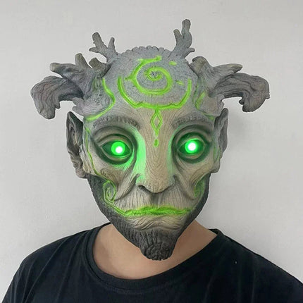 Halloween Green Elf Latex Mask Forest Tree Man Costume Masquerade Head Cover