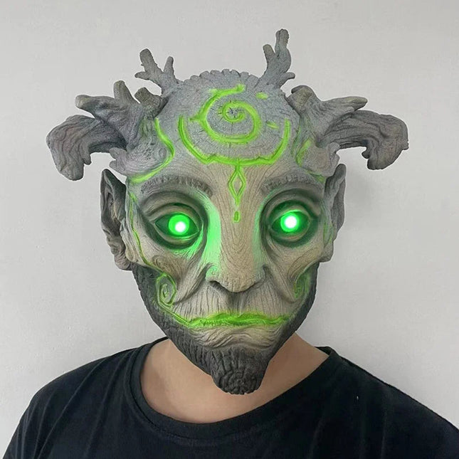 Halloween Green Elf Latex Mask Forest Tree Man Costume Masquerade Head Cover