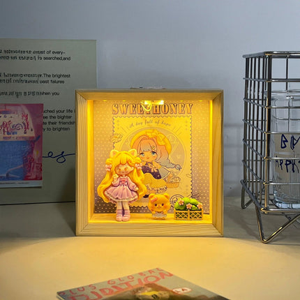 Cartoon Food Play Night Light Wooden Ornament Children's Bedroom Sleeping Lamp Home Decoration